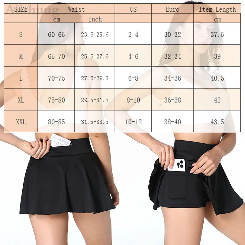 Aiithuug Tennnis Skirts Zipper Pocket Golf Skirts with Pocket Golf Shorts Soft Skorts Thicker Wide Waistband Tummy Control
