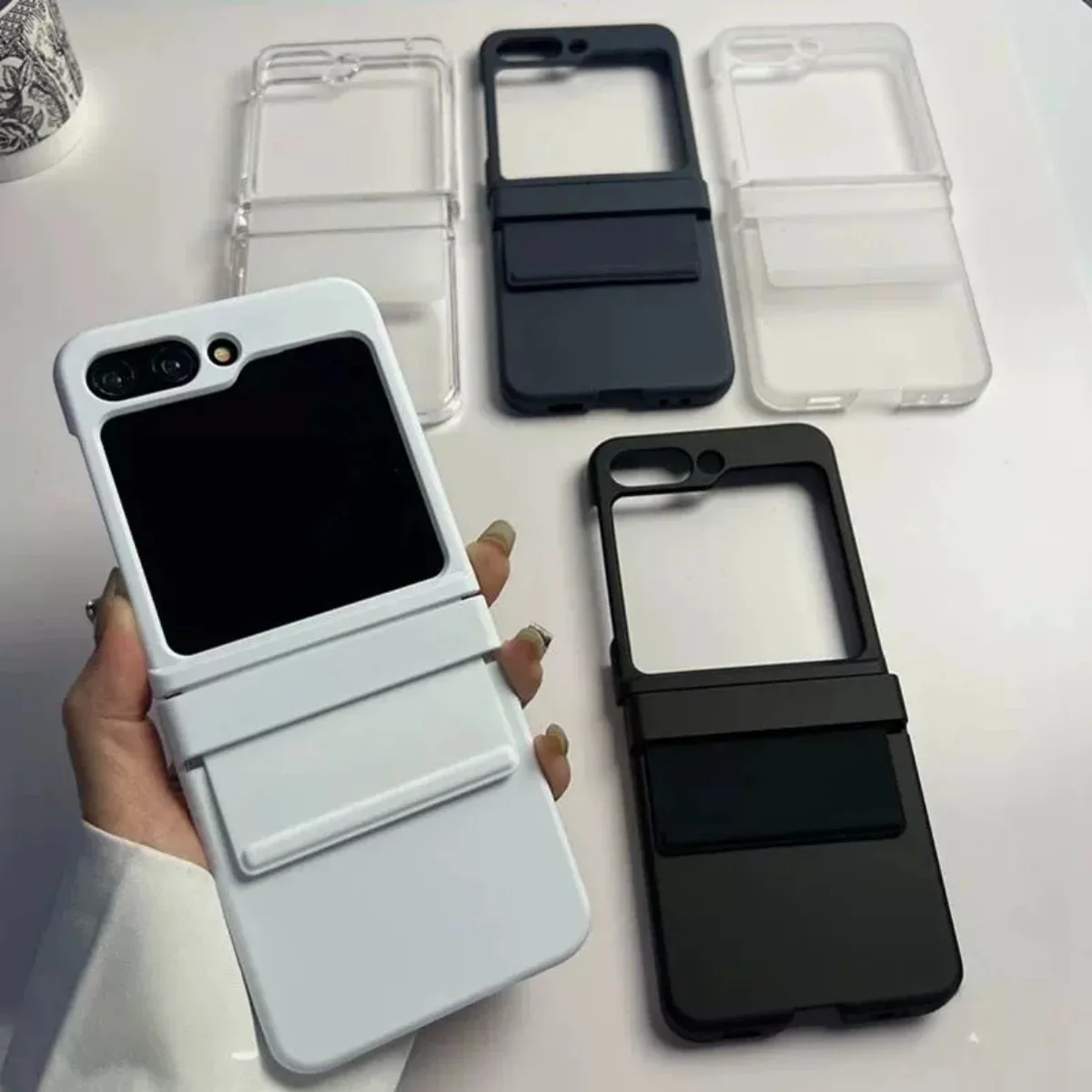 Fashion Soft Elastic Strap Shockproof Phone Case - Solid Color Hinge Protection Cover
