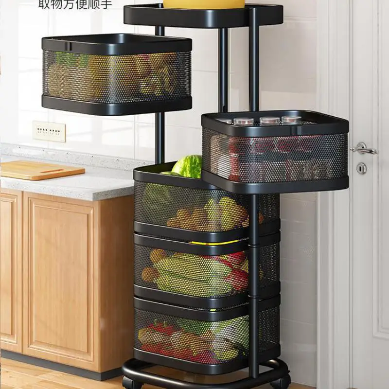 Kitchen Vegetable Rack Home Multi function Rotating Free Installation