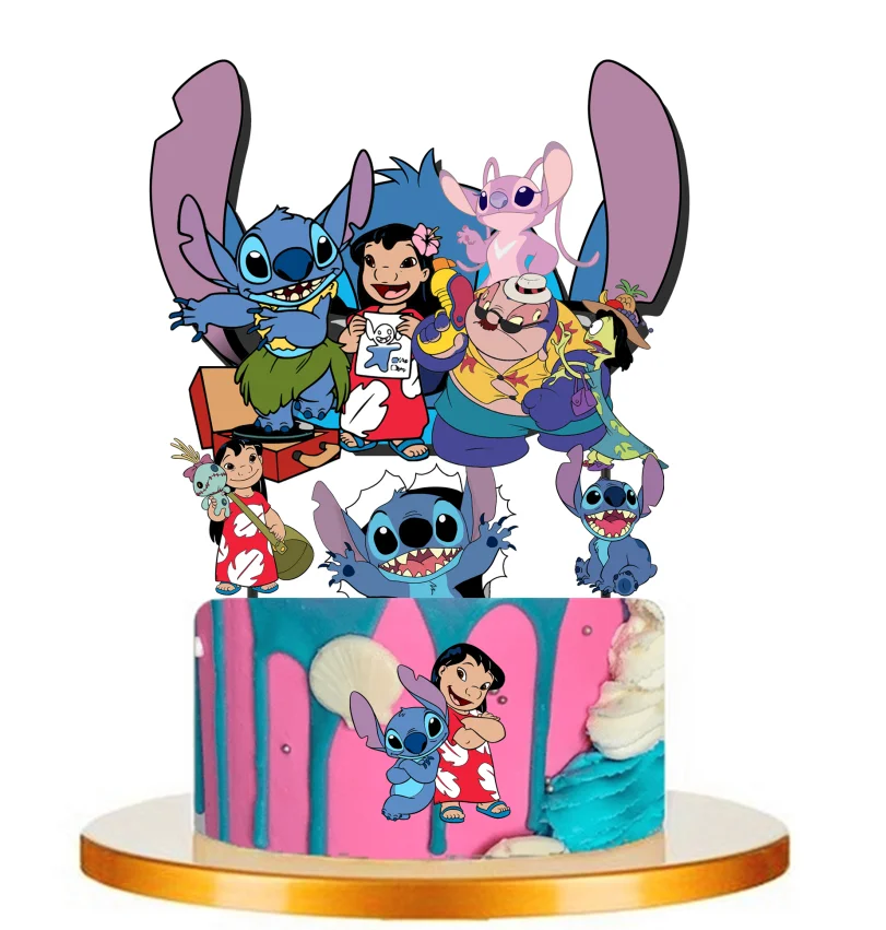 Décoration de Cupcake de dessin animé Disney Lilo & Stitch, drapeau de  gâteau, décoration de fête prénatale pour enfants, décor de gâteau d' anniversaire 