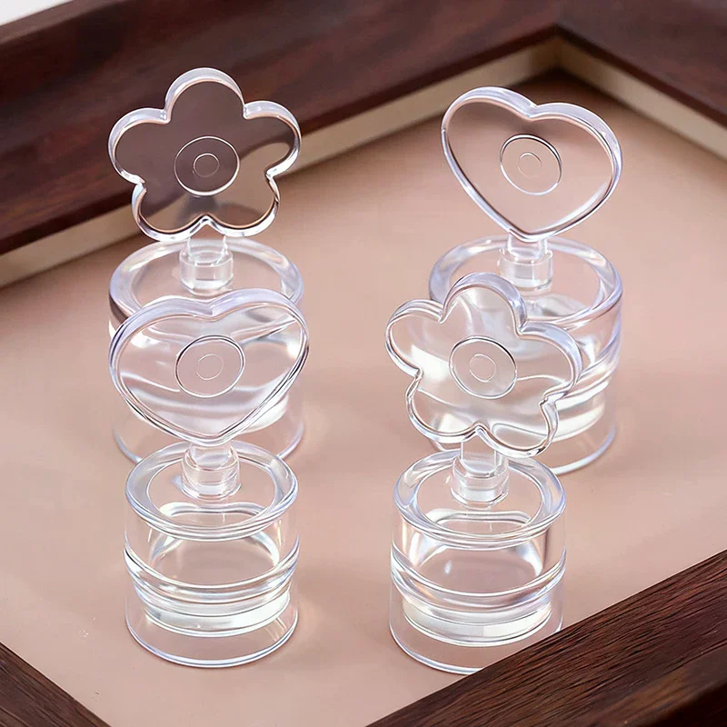 Transparent Jelly Silicone Nail Stamper Set - Heart Flower Shaped Head + Scraper, French Nail Printing Tool for DIY Manicure