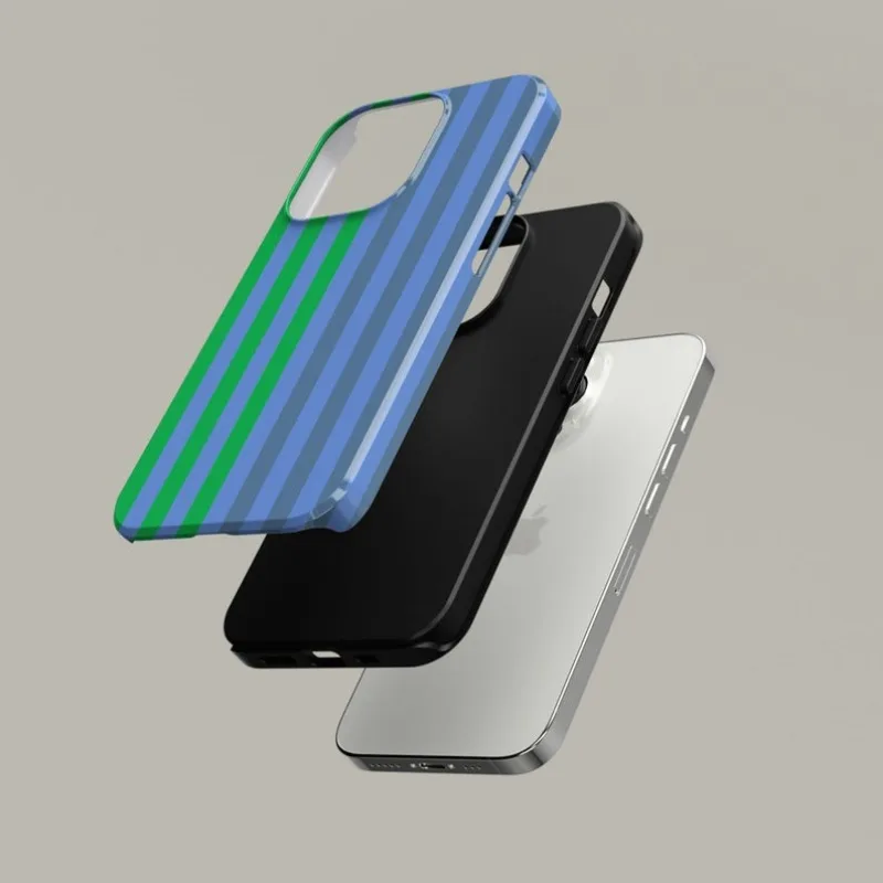 Two-Tone Blue & Green Striped Magnetic Phone Case with Acrylic & TPU Design