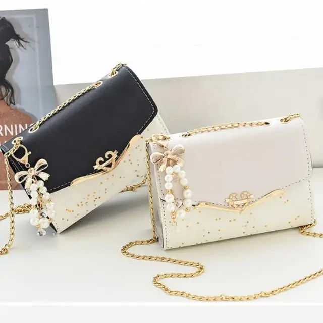 Pouch Ladies PU Leather Handbag with Tassel Pendant Fashion Messenger Bag Women Trendy Sequin Single Shoulder Bags 6