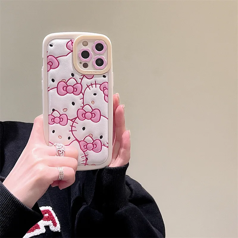 ハローキティ 携帯電話カバー ピンク ピンクの携帯電話ケースハローキティ,愛らしい猫,漫画,iPhone用
