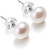 Boucles d'oreilles en perles d'eau douce naturelles pour femmes, en argent Sterling 925 véritable, perle blanche de culture, bijoux, vente en gros