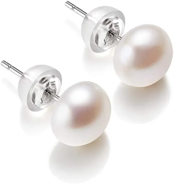 Boucles d'oreilles en perles d'eau douce naturelles pour femmes, en argent Sterling 925 véritable, perle blanche de culture, bijoux, vente en gros