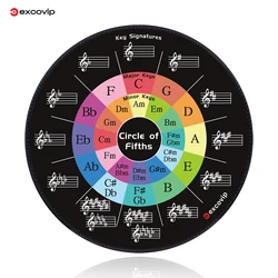 Enhanced Music Theory Cheat Sheet Round Mouse Pad with Stitched Edge - 200x200x2mm (Circle of Fifths)