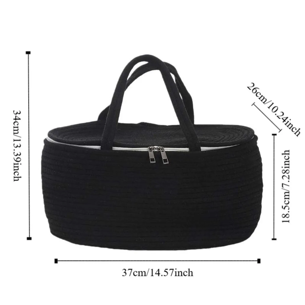 Cotton Thread Rope Mummy Handbag Divided Into Compartments for Diaper/Toy Storage Diaper Storage Basket Shopping Large Capacity