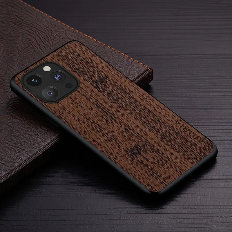 Luxury Bamboo Wood Pattern Leather Phone Case - Elegant Cover with Premium Design