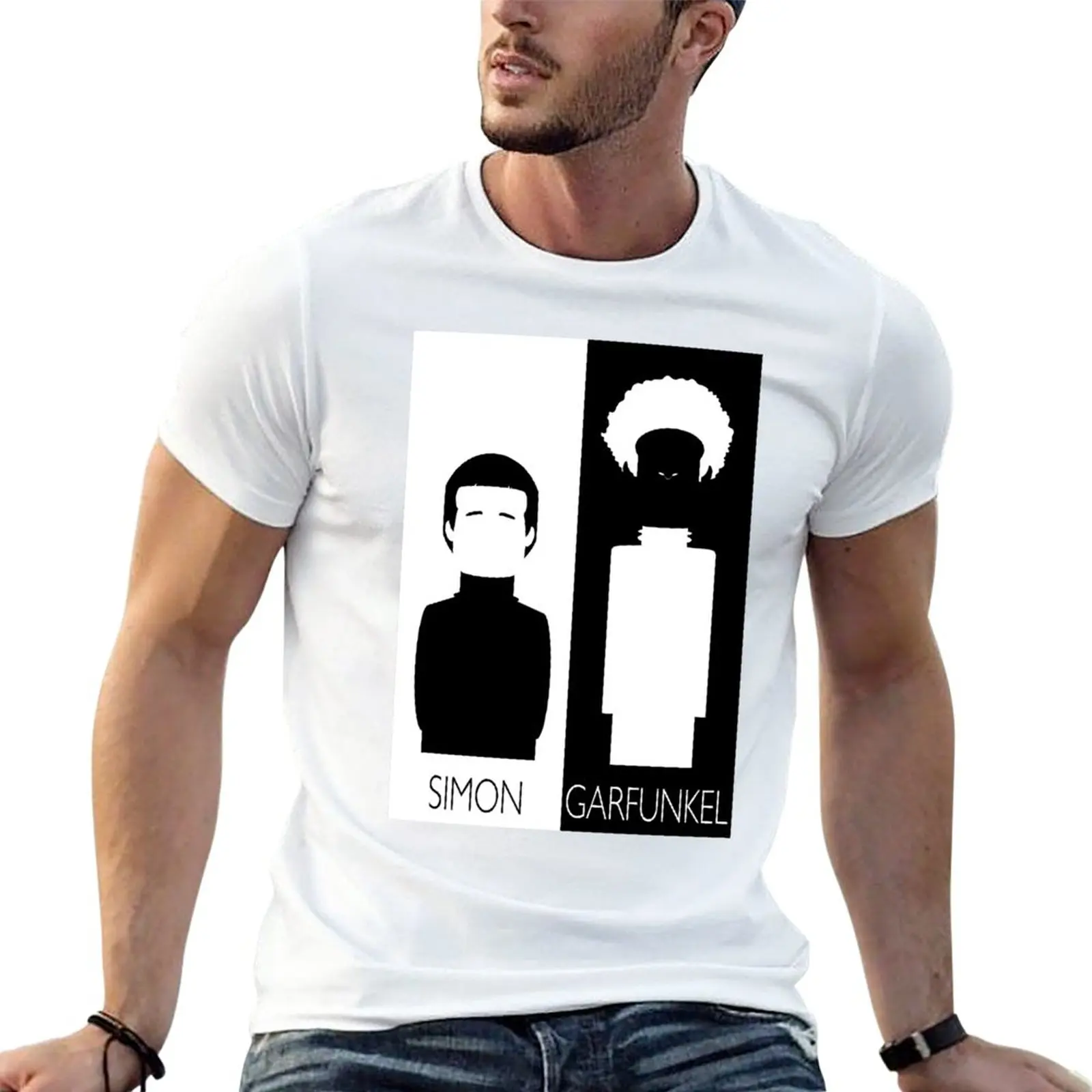 New Simon And Garfunkel B & W T-Shirt Vintage T Shirt Moda Coreana Abbigliamento Uomo
