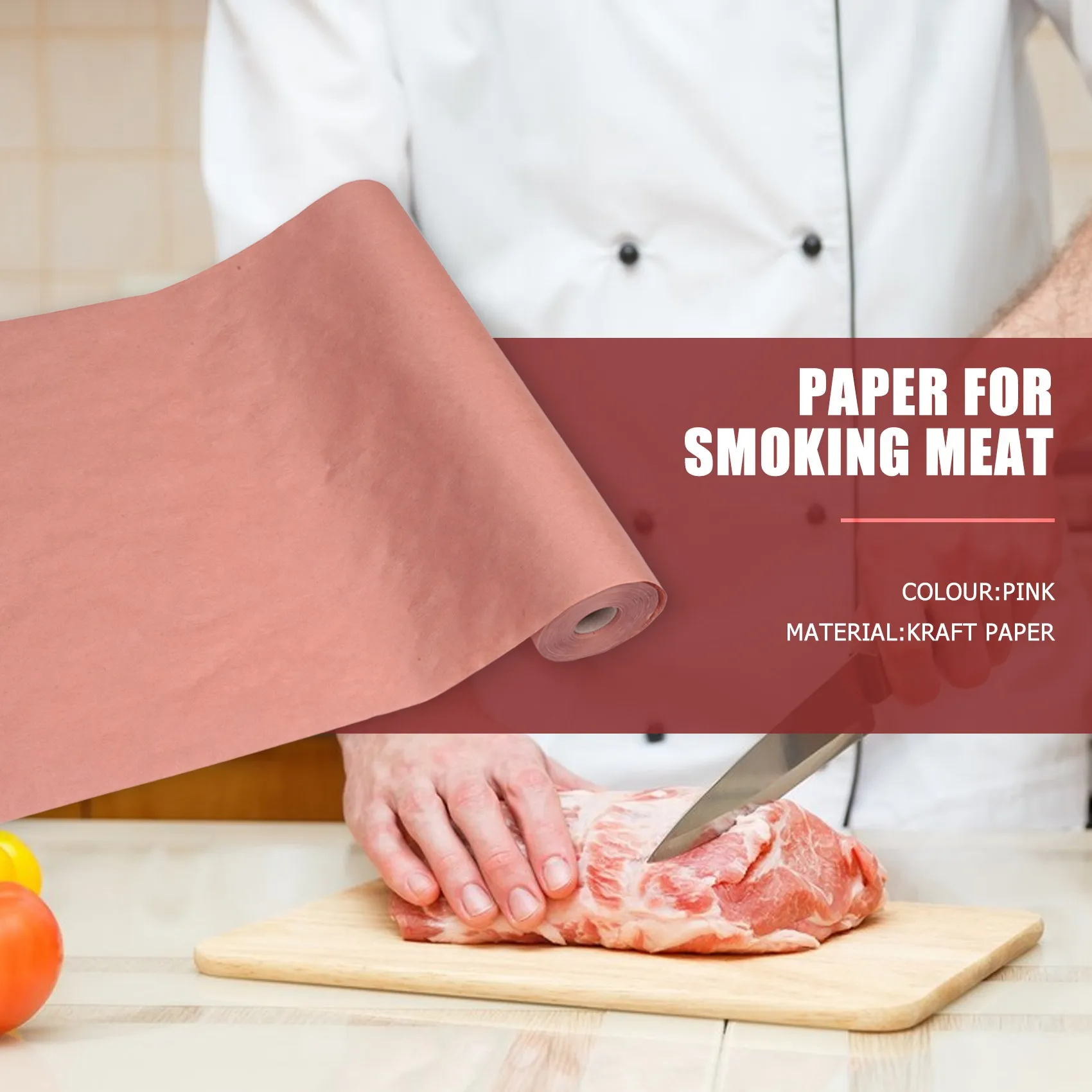 

45.7cmx53.3m Pink Kraft Butcher Paper Roll Food Grade Peach Wrapping Paper for Smoking Meat of All Varieties