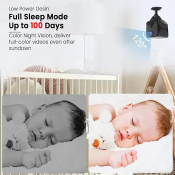 3MP HD Wifi surveillance camera, mini wireless PIR motion detection, night vision, two-way audio, 2800 mah safe battery 5