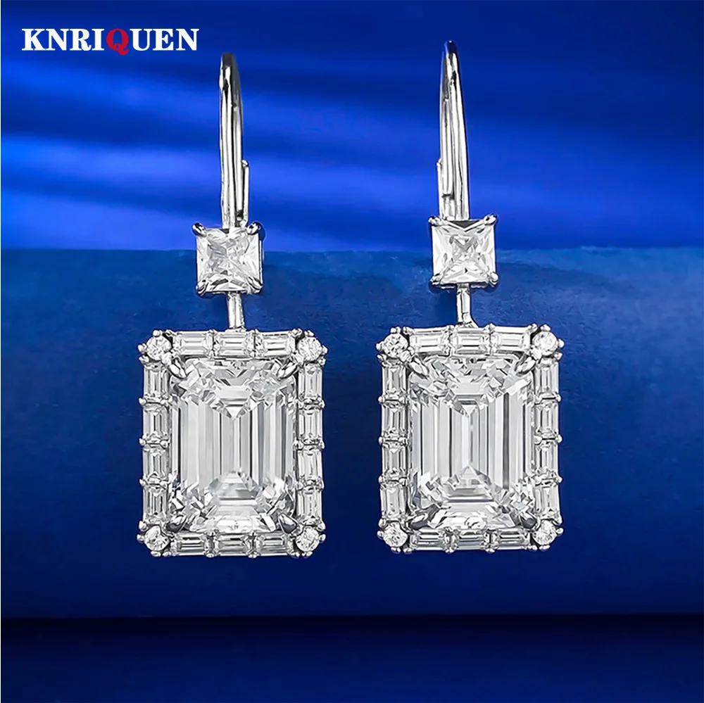 

Original 925 Sterling Silver 8*11MM Asscher Cut Lab Diamond Drop Earrings Party Wedding Earrings for Women Bridal Jewelry Bijou