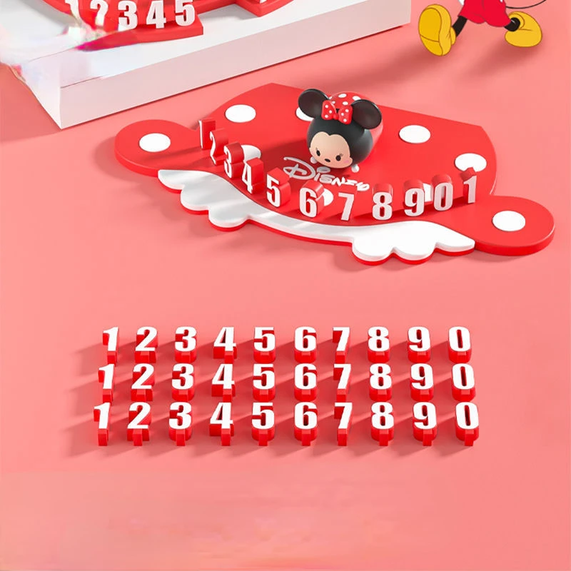 

Car Accessories Interior Decor Stop Sign Mickey Minnie Cute Super Temporary Parking Card Multifunction Decoration Supplies