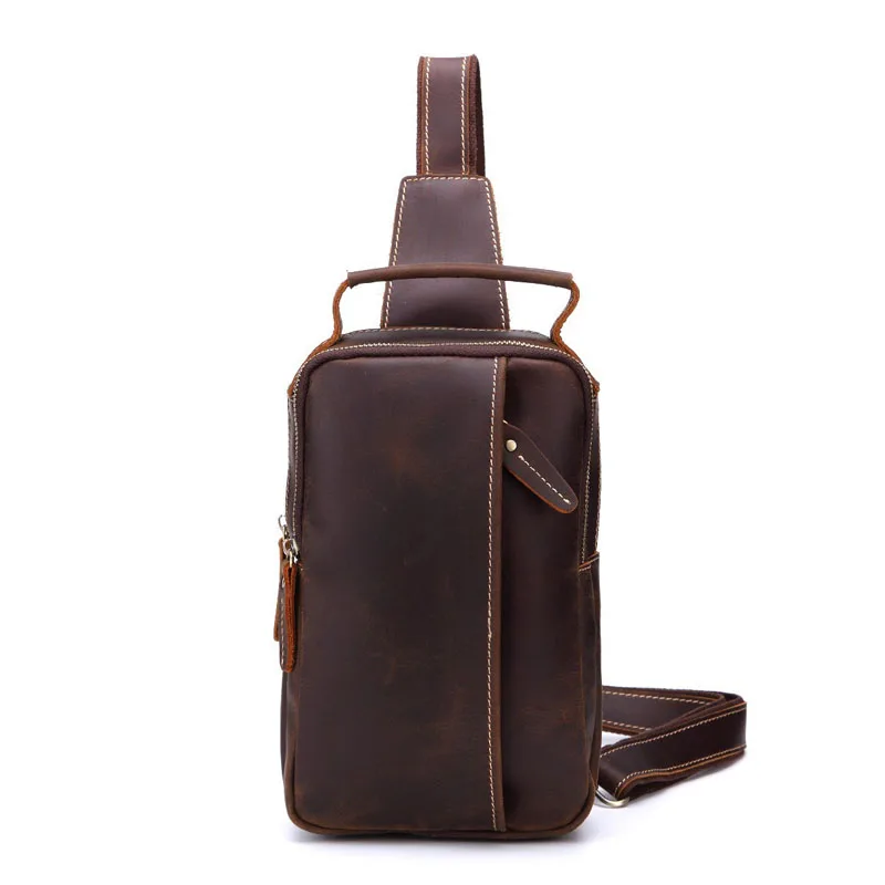 

AETOO New foreign trade supply leather chest bag men's crossbody bag head layer crazy horse cowhide retro men's bag tide bag