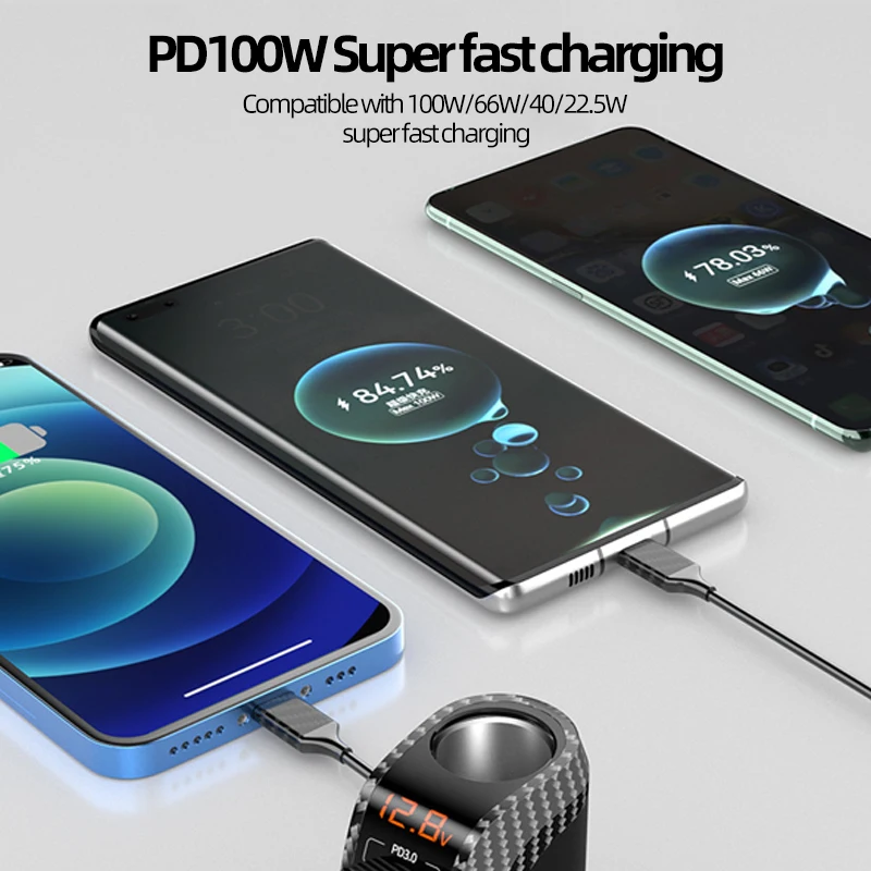 100W USB  , PD 3.0/QC 4.0 ޼ ,   ޴ , 12V, 24V , 3 
