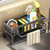 Kitchen Sink Drain Rack Organizer ABS Plastic Self-draining Sink Shelf Soap Sponge Holder Dishcloth Towel Rack filter basket 2