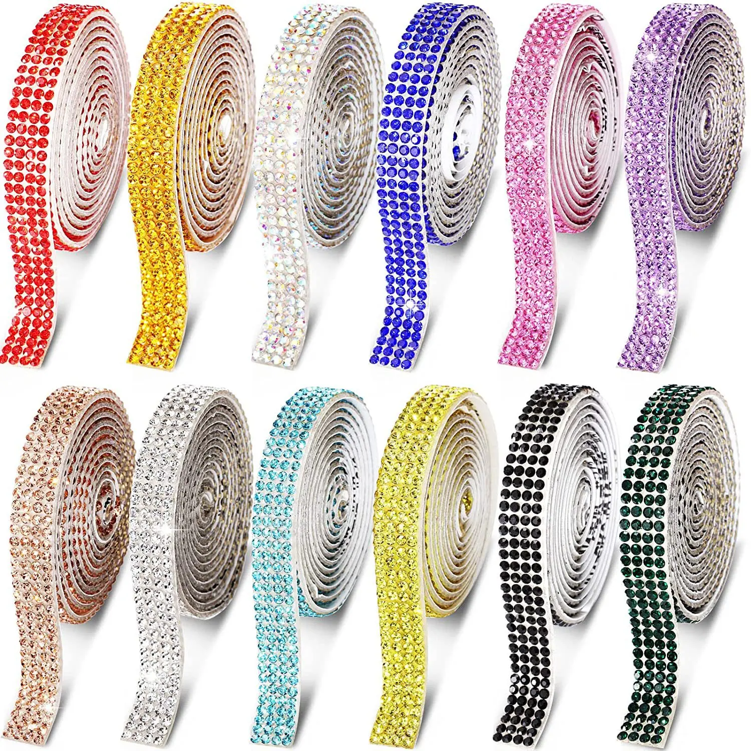 Self Adhesive Crystal Rhinestone Sticker Diamond Ribbon DIY Sticker Rhinestones Arts Crafts Car Phone Decoration Dropshipping