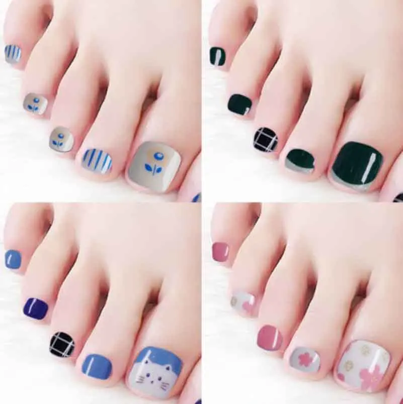 Toe Nail Art Sticker Tips Wraps Adhesive Decals Toenail Polish Strips DIY Pedicure Foot Decals Manicure Women