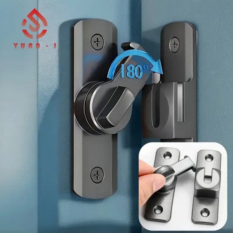 YUANJ 1pc Door Latch Door Buckle Sliding Buckle Anti Theft Door Buckle Angle Lock Hardware Accessories Drilling Installation