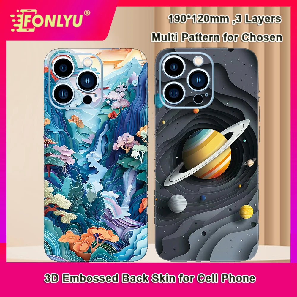 FONLYU 50pcs 3D 구호 양각 백 필름 스킨 Devia Tuoli 절단기 용 후면 스틱 휴대 전화 화면 보호기 커터