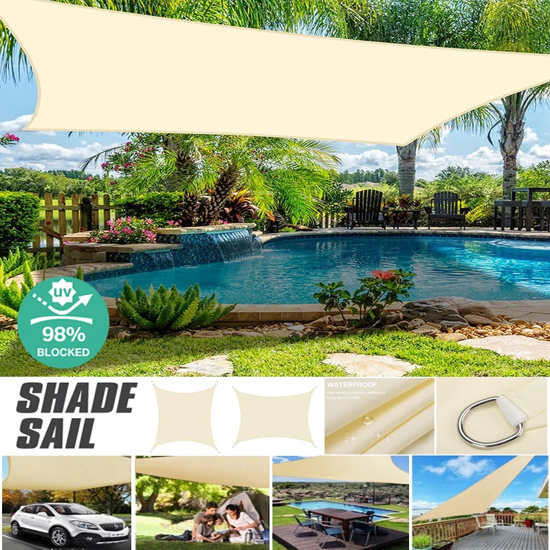 

NEW Beige Summer Balcony Waterproof Shade Sail Anti-UV Garden Patio Awning Outdoor Camping Travel Shade Cloth 2X3M 2.5X3M 3X4M