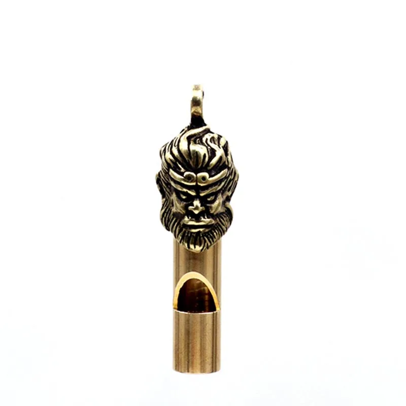Brass Keychain Pure Copper Handmade Retro Personality Whistle Pendant Children's Outdoor Survival Training Camp Whistle