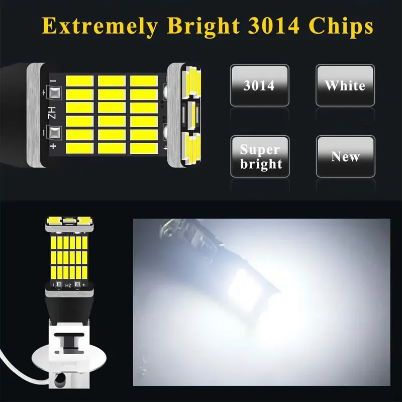 2PCS H1 H3 4014 45SMD LED Bulbs Fog Light Super Bright Driving DRL Auto Lamp 12v Universal White