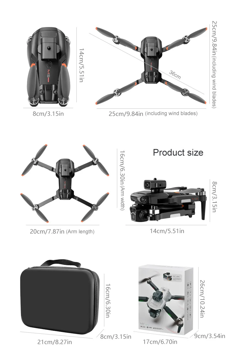M1s Pro Drone 4K Professional Triplecamera Obstacle Avoidance Aerial Photography Dron Brushless RC Remotecontrolled Aircraft Toy