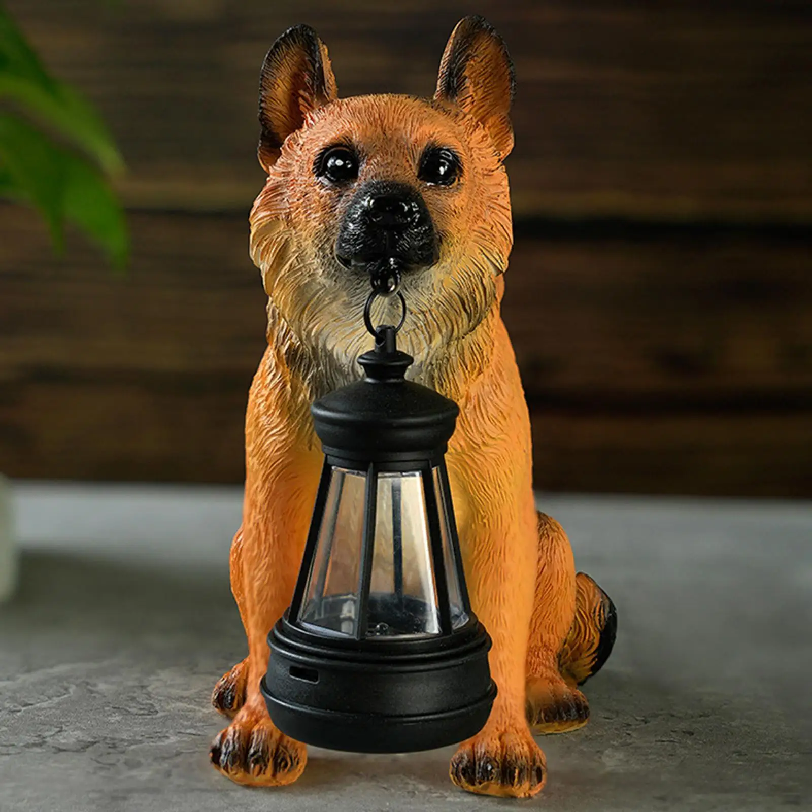 Dog Solar Garden Statue Waterproof Resin German Shepherd Decorative Sculpture for Landscape Backyard Flower Bed Porch Balcony