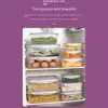 Sealed Rectangular Refrigerator Storage Box with Lid Plastic Trasparent Crisper Food Containers Stackable Microw 5