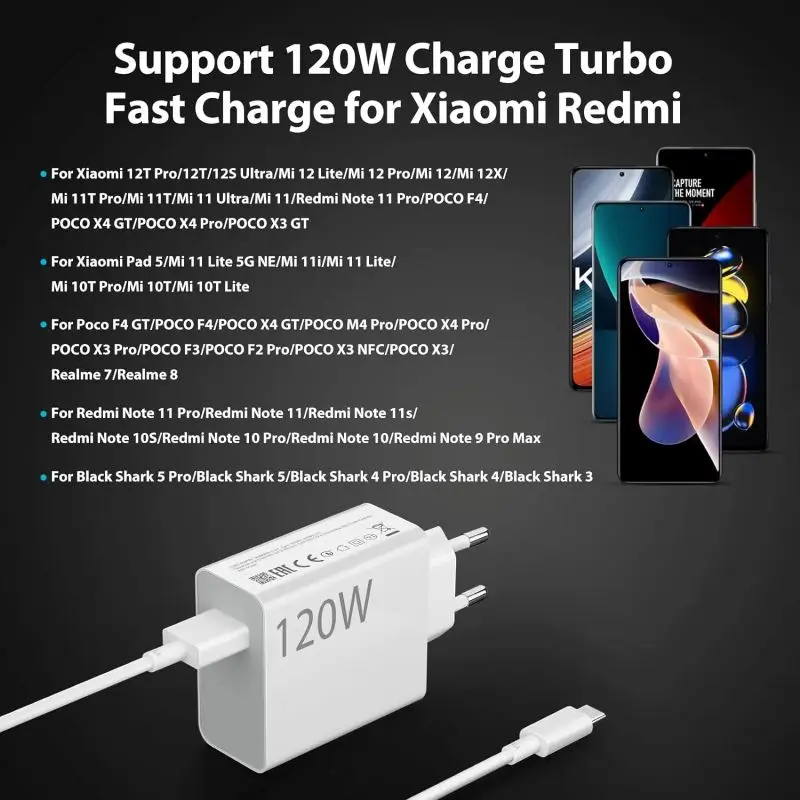 120W Original Xiaomi Hypercharge Fast Charging Travel Adapter