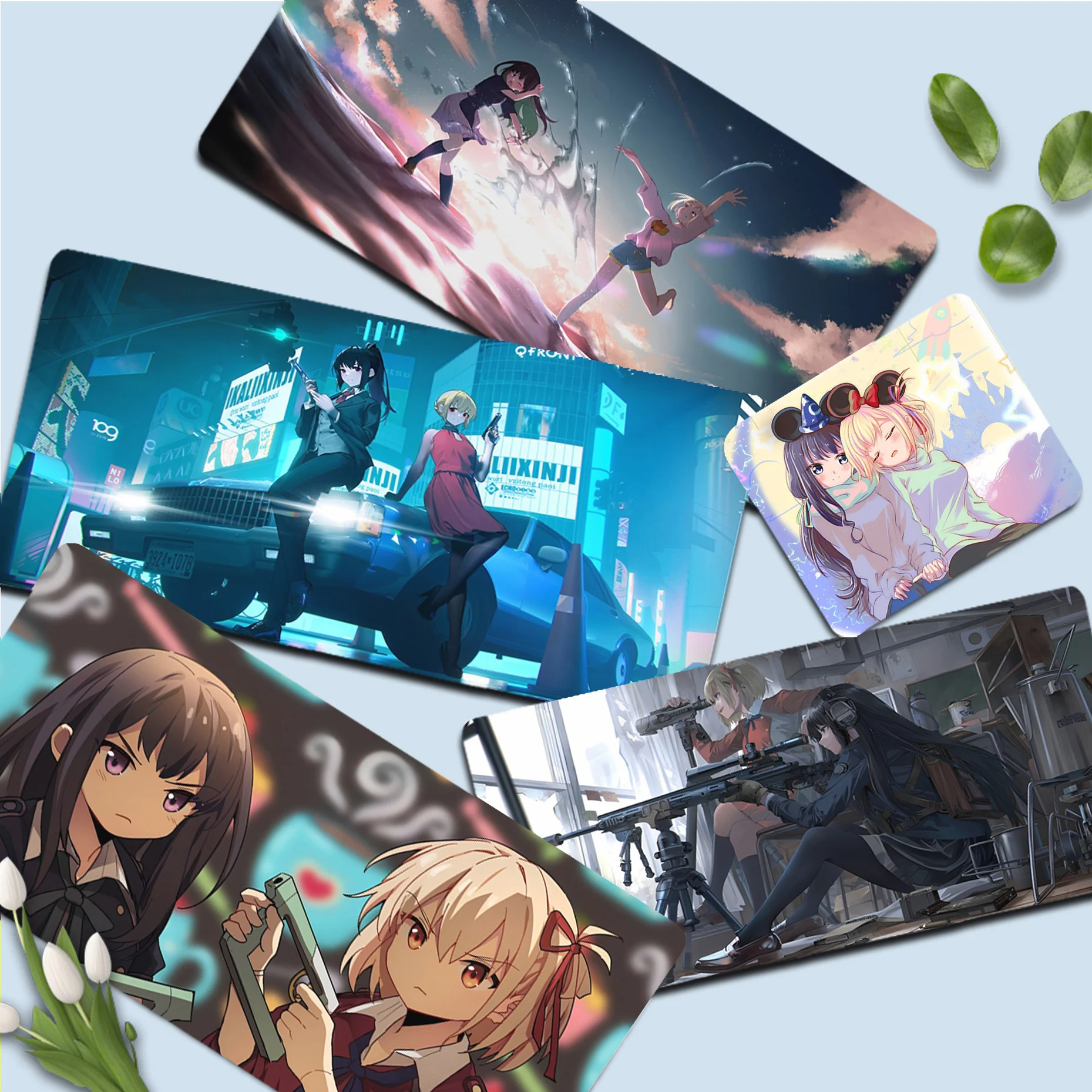 

Lycoris Recoil Cute Mousepad girl pad Keyboards Mat Gaming mousepad Desk Mat Size for large Edge Locking Game Keyboard Pad