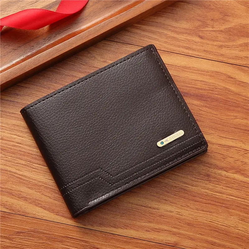 

Men's Wallet Zipper Short Lychee Pattern Ticket Clip multi card Thickened Soft Leather Large Capacity purse Portefeuille Homme