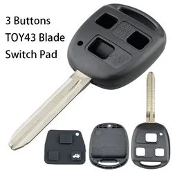 2 - Button Car Remote Key Shell with TOY43 Blade and Micro Switches (3BT TOY43 Blade)