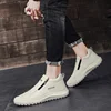 Spring Hot Sale Outdoor Casual Shoes Men Fashion Mid-top Work Shoes Men Zipper Sports Shoes Comfort Driving Loafers Men Sneakers 6