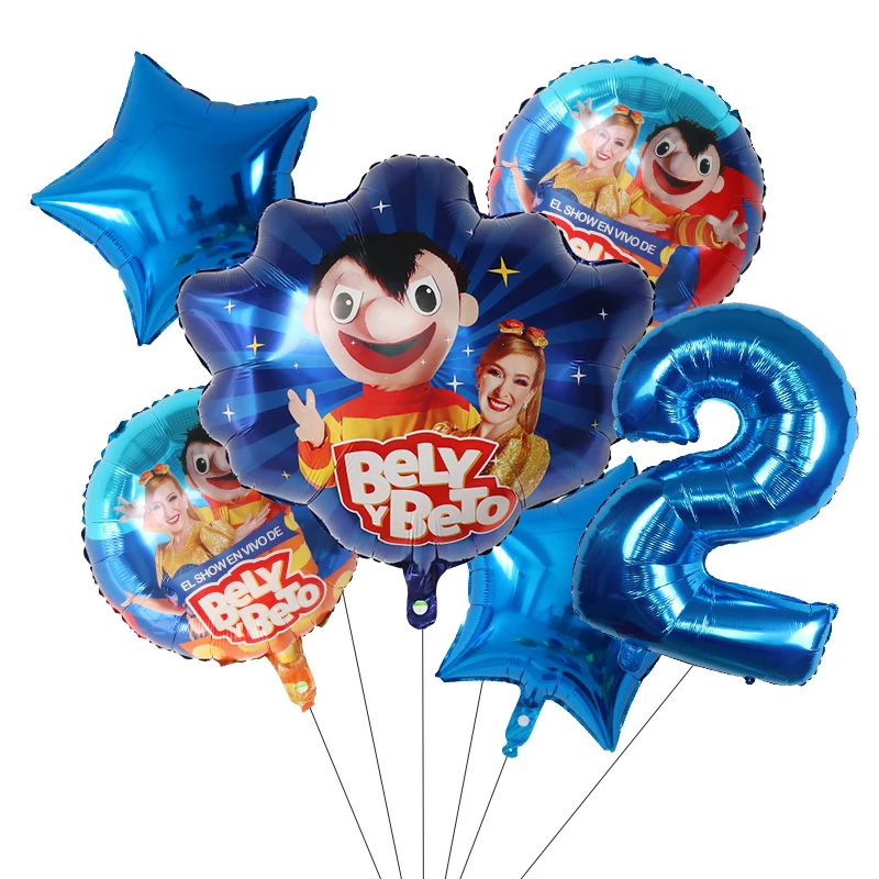 Cartoon Bely Y Beto Foil Helium Balloons 1 2 3 4 5th Birthday Theme Party Baby Shower Inflatable Kidys Toys Air Globos 6pcs foil balloons,birthday balloons,birthday balloon set,party balloon set,birthday party decoration set,inflatable balloon