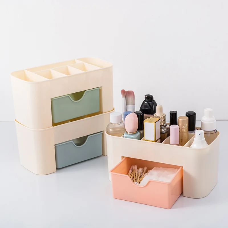 Acrylic Cosmetic Organizer Desktop - Lipstick Holder Vanity Table Storage Box, Drawer Design Jewelry Skincare Tray for Girls 3