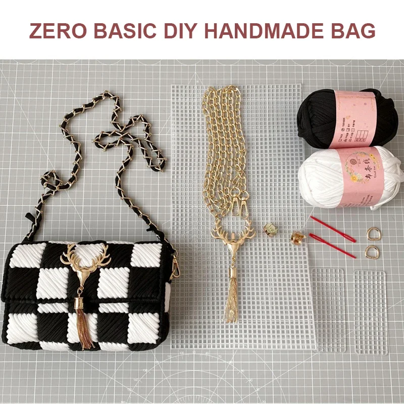 DIY Handcraft Shoulder Bag Making Materials Package Weaving Bag Grid Handmade Supplies for Woman Selfmade Sewing Accessories craft supplies