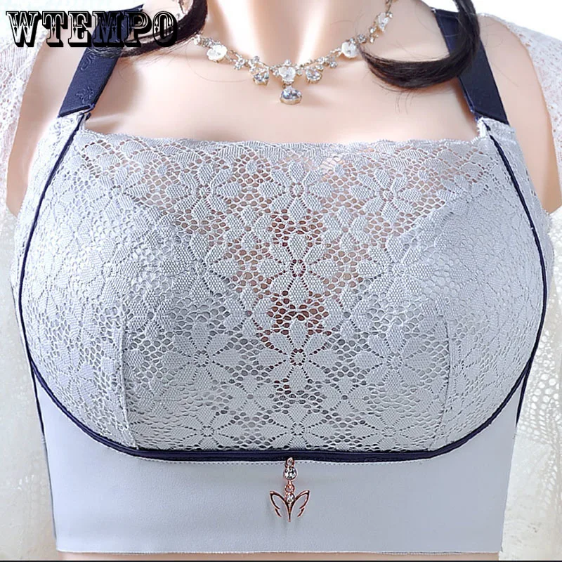 

Push Up Bra Women Plus Size Chest Wrap Tube Top Wire Free Lace Sexy Bra Bralette Solid Color Lingerie See Through Bras Fashion