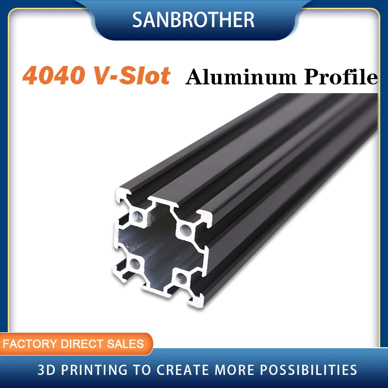 1PC BLACK 4040 V-Slot European Standard Anodized Aluminum Profile Extrusion 100-800mm Length Linear Rail for CNC 3D Printer