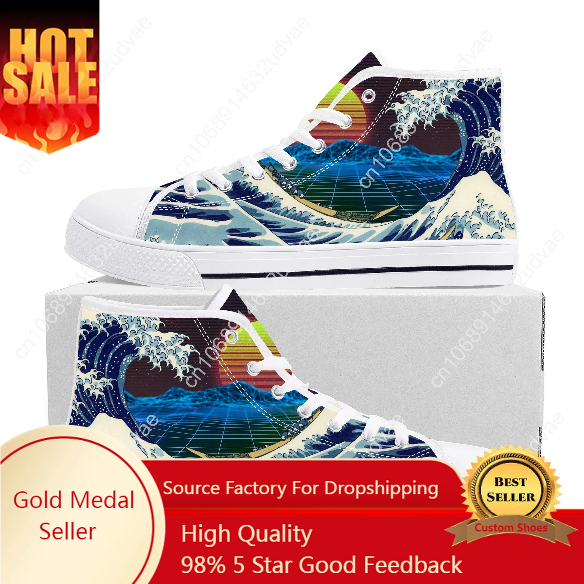 

The Great Wave off Kanagawa High Top Sneakers High Quality Mens Womens Teenager Canvas Sneaker Casual Couple Shoes Custom Shoe