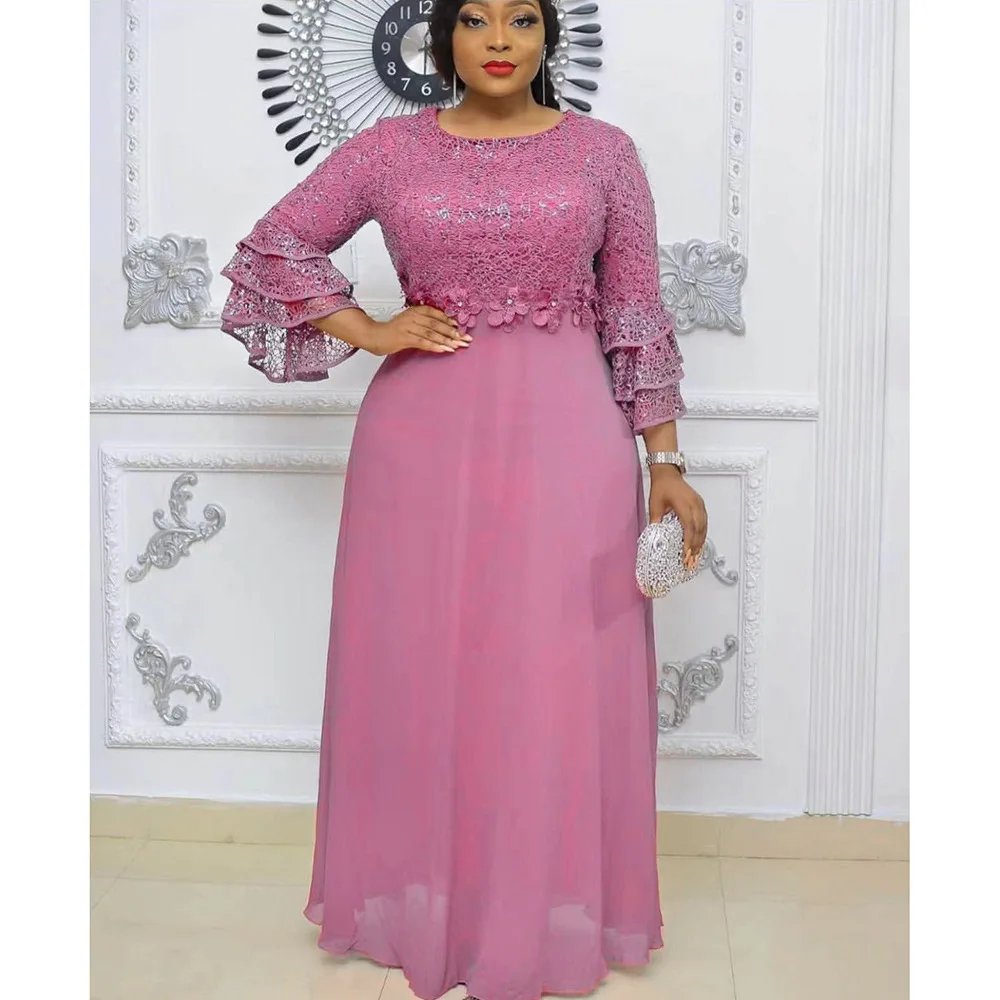 여성용 아프리카 파티 드레스, 다시키 앙카라 레이스 웨딩 가운, 우아한 터키 무슬림 맥시 원피스 플러스 사이즈, 2024 신상 패션 