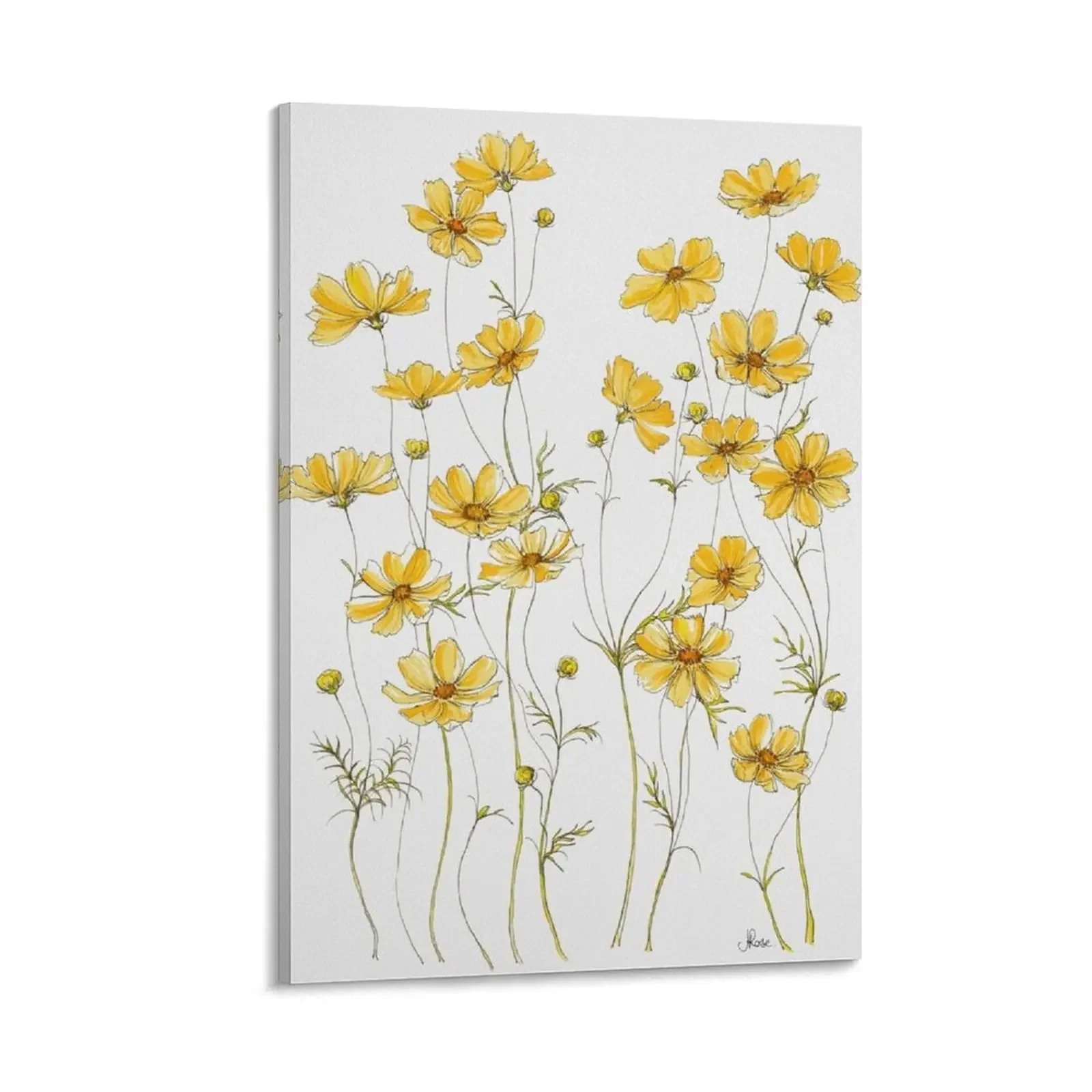 

Yellow Cosmos Flowers Canvas Painting Decorative paintings wall decoration painting decoration for the room