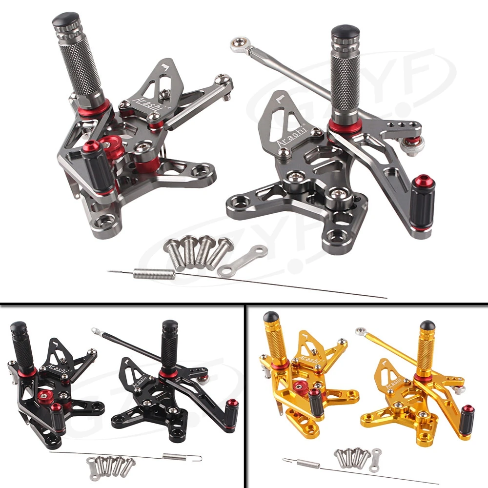 

1Pair Motorcycle Adjustable Rearset Rear Set Footpegs Foot Rest Peg For Kawasaki ZX6R 2007 2008 Grey/Black/Gold