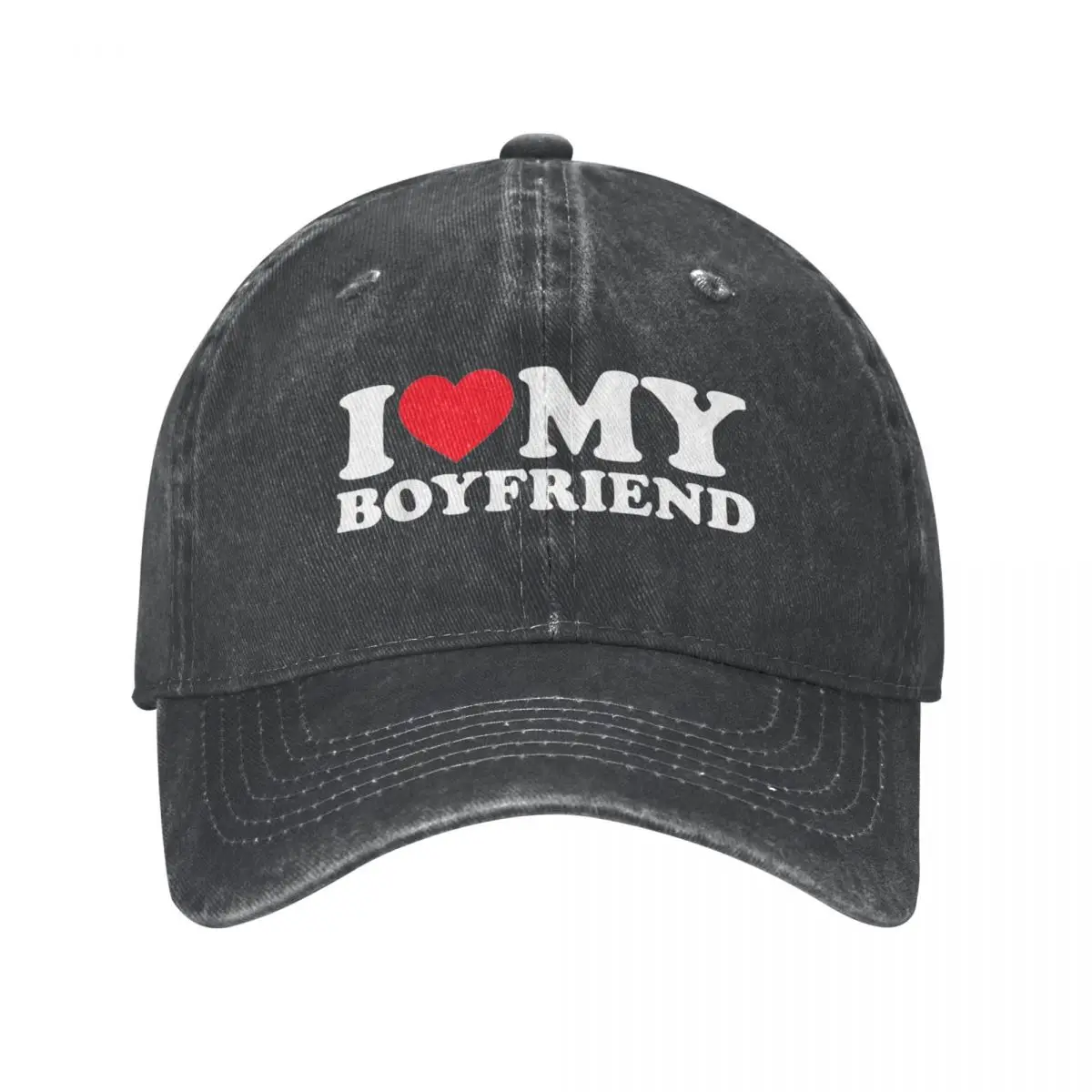

I Love My Boyfriend Baseball Cap Classic Distressed Denim Snapback Hat Men Women Outdoor Activities Caps Hat