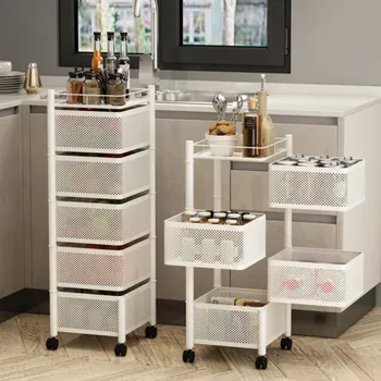 쪼이소 4단 회전형 트롤리 이동식 서랍 정리대 Storage Drawer Cabinet