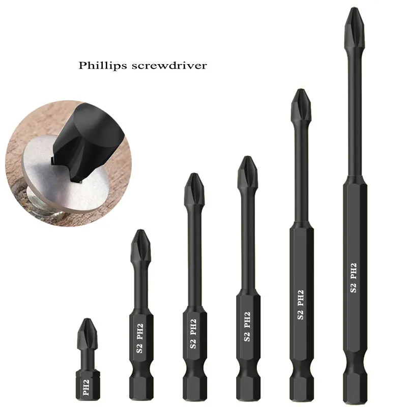 25150mm PH2 NonSlip Screwdriver Bit Set Hex Shank Phillips