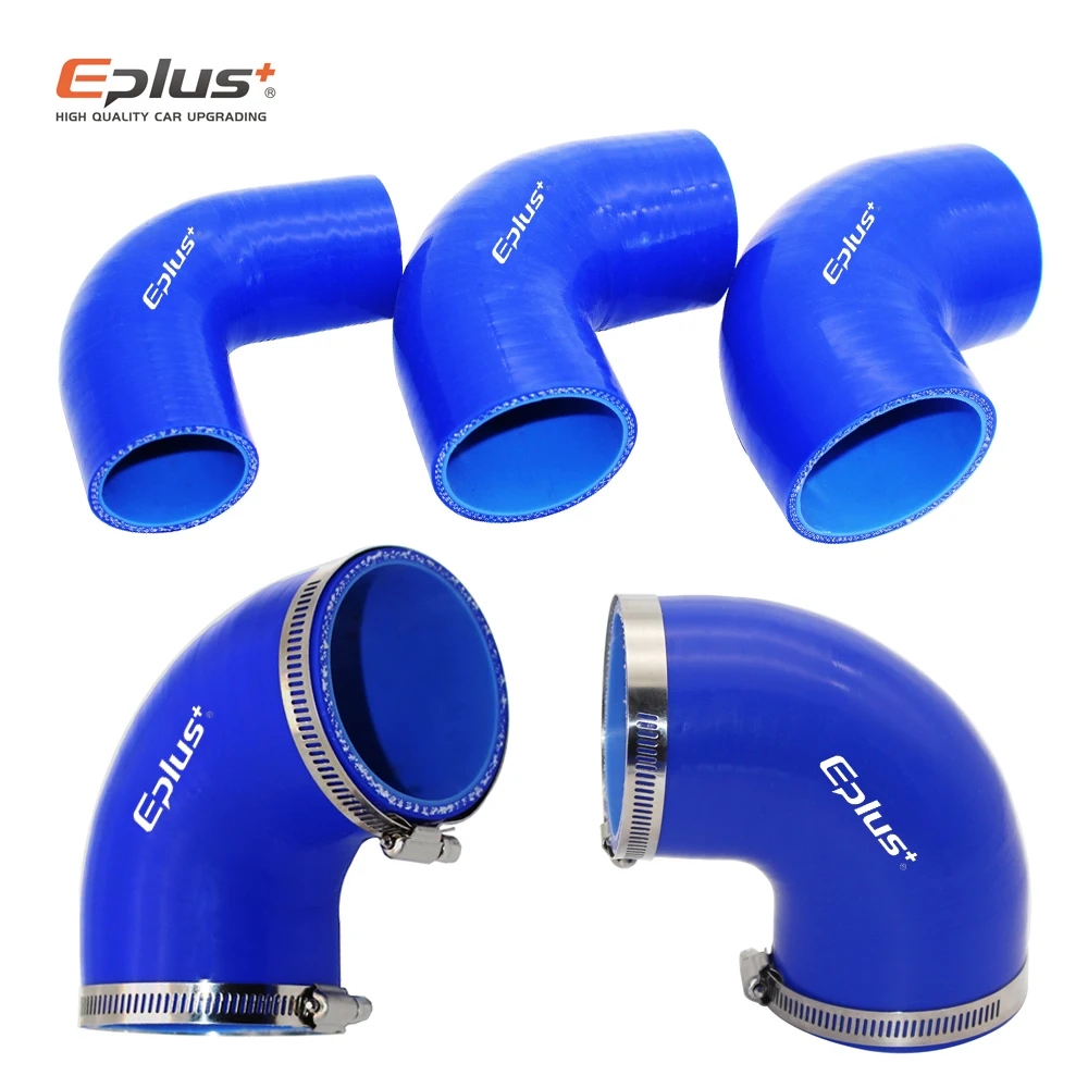 EPLUS Universal Silicone Tubing Hose 90 Degrees Connector Car Intercooler Turbo Intake Pipe Silica Gel Coupler Blue Multi Size