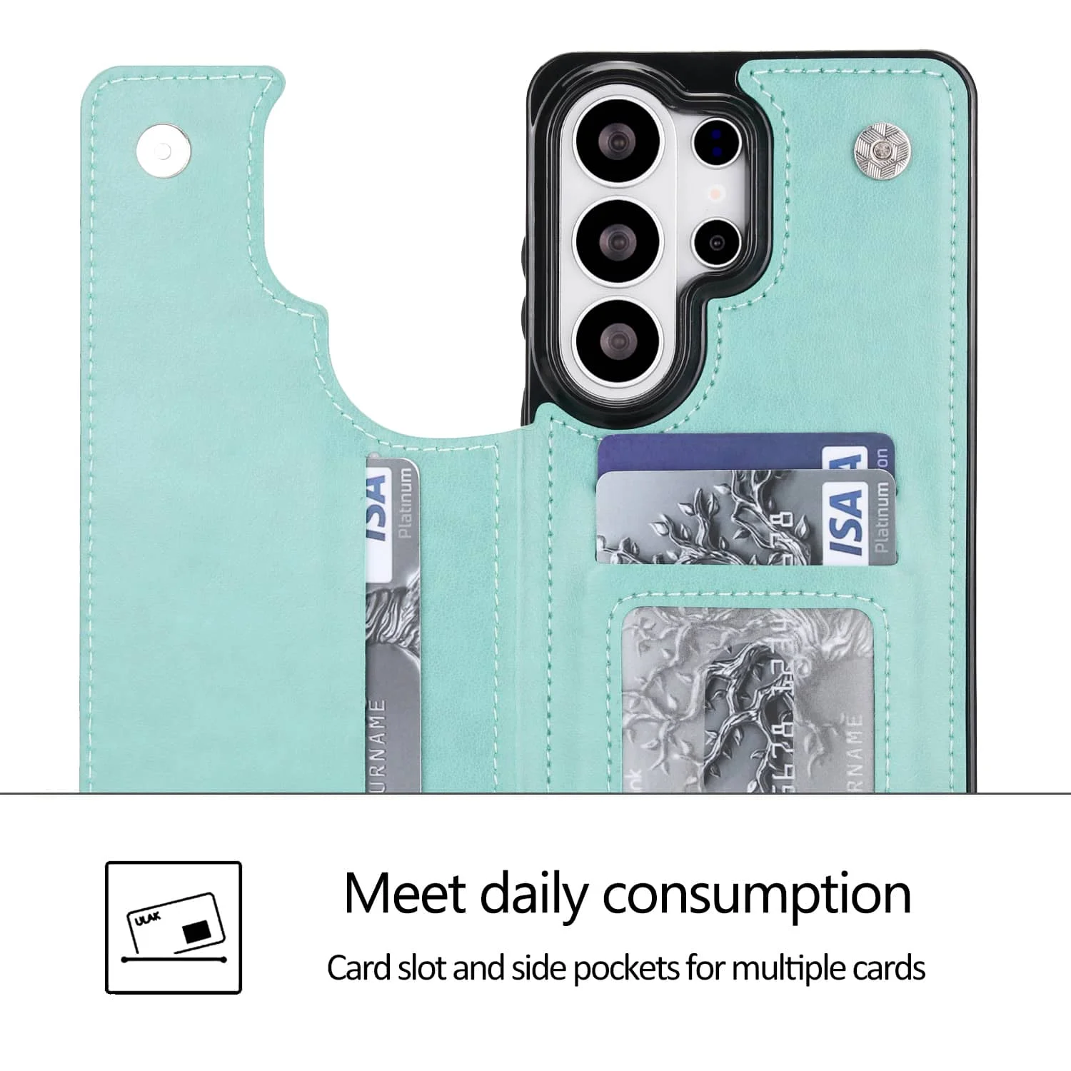Floral Leather Wallet Phone Case with Stand and Card Holder, Double Magnetic Clasp
